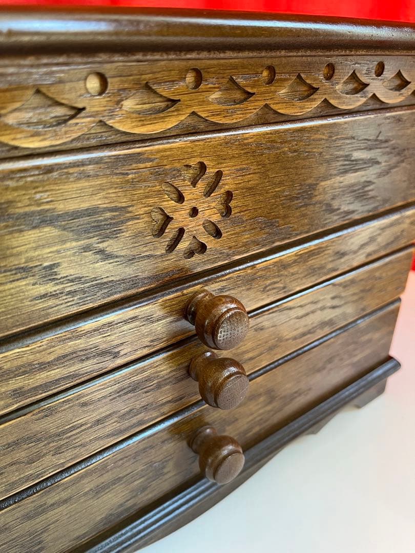 パリの雑貨屋　オーク材　ジュエリーボックス　4段　アクセサリーケース　モダン