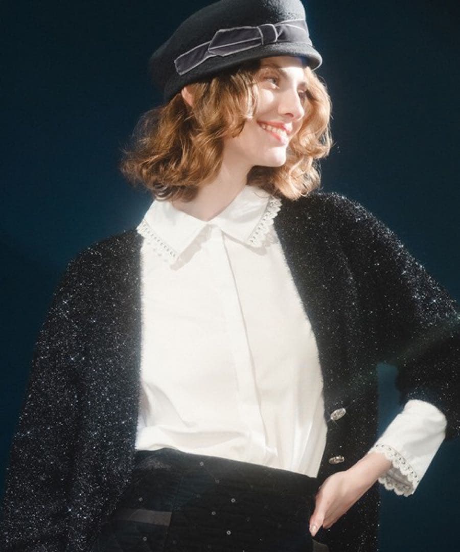 LOULOU WILLOUGHBY レーストリミングシャツ