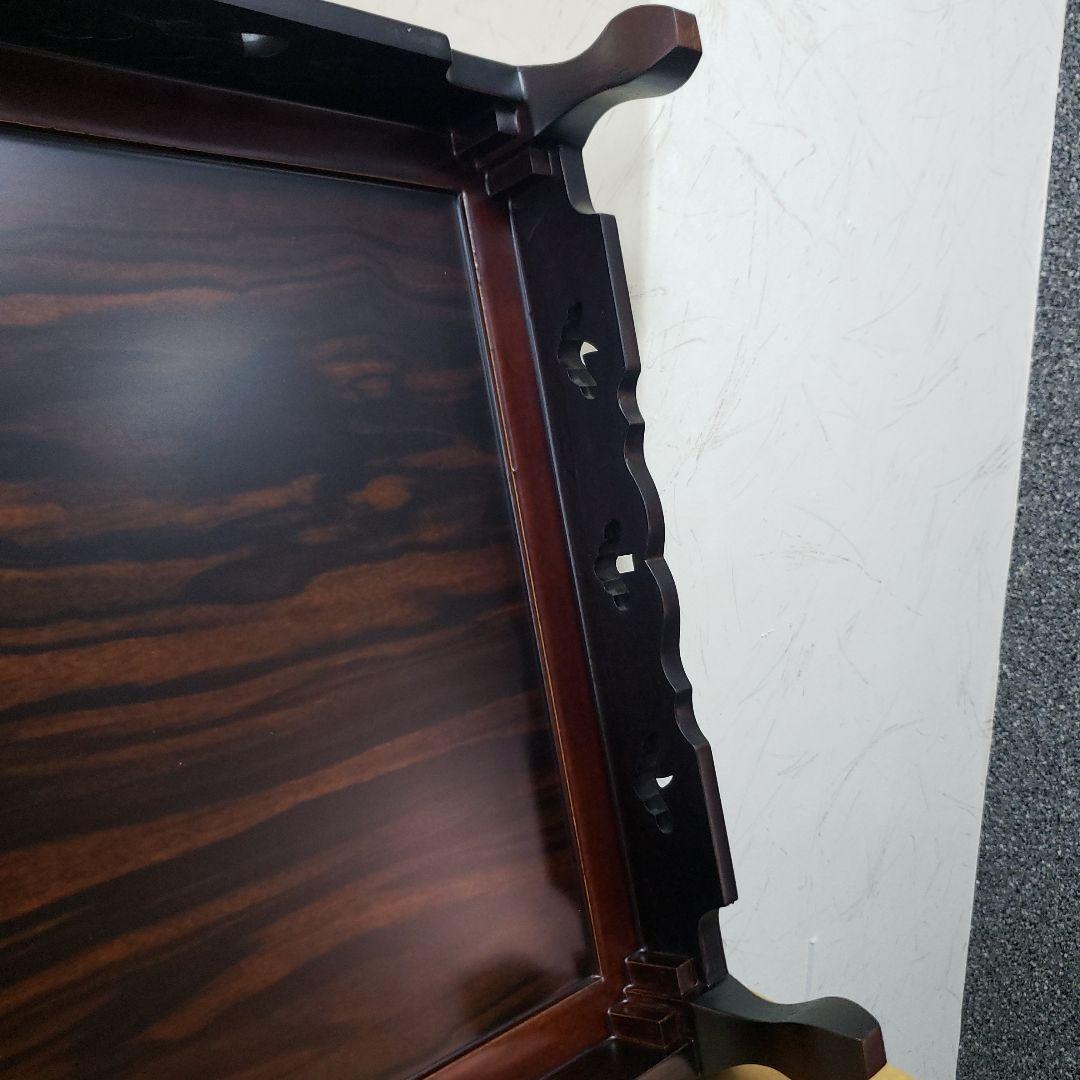 蔵出し特価　最高級本黒檀花瓶台 松 彫刻入り55×35×12cm　箱付き