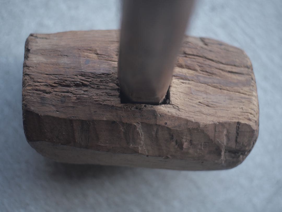 ナラ　木槌　ハンマー　民藝　アート　古家具　古道具　アンティーク　昭和レトロ