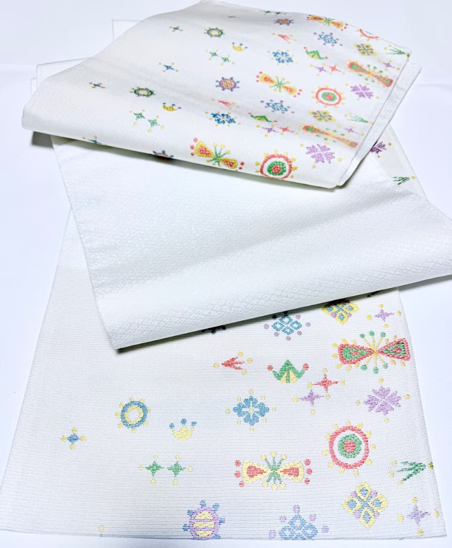 高級 名古屋帯 正絹 六通柄 服部織物 ホワイト 小紋 色無地 約40万円