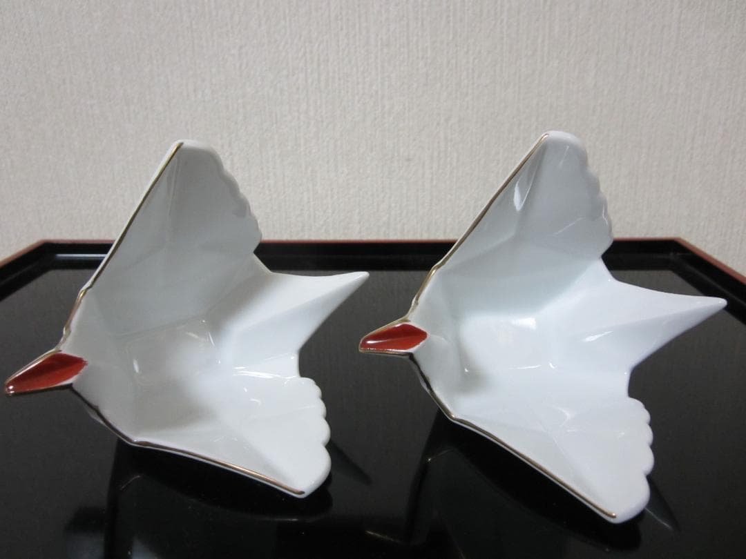 迎春◆お正月の器◆伝統工芸 有田焼◆料亭の器◆白磁製 鶴５客◆ 小鉢、小付、向付
