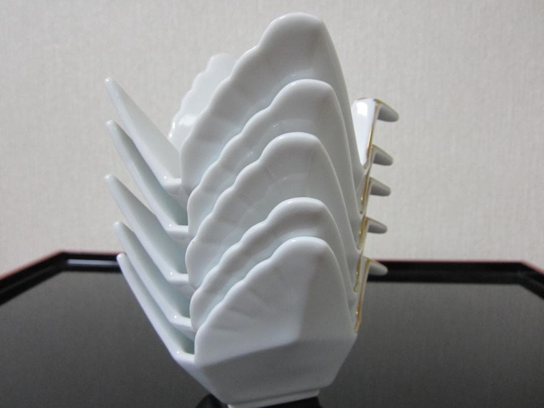 迎春◆お正月の器◆伝統工芸 有田焼◆料亭の器◆白磁製 鶴５客◆ 小鉢、小付、向付