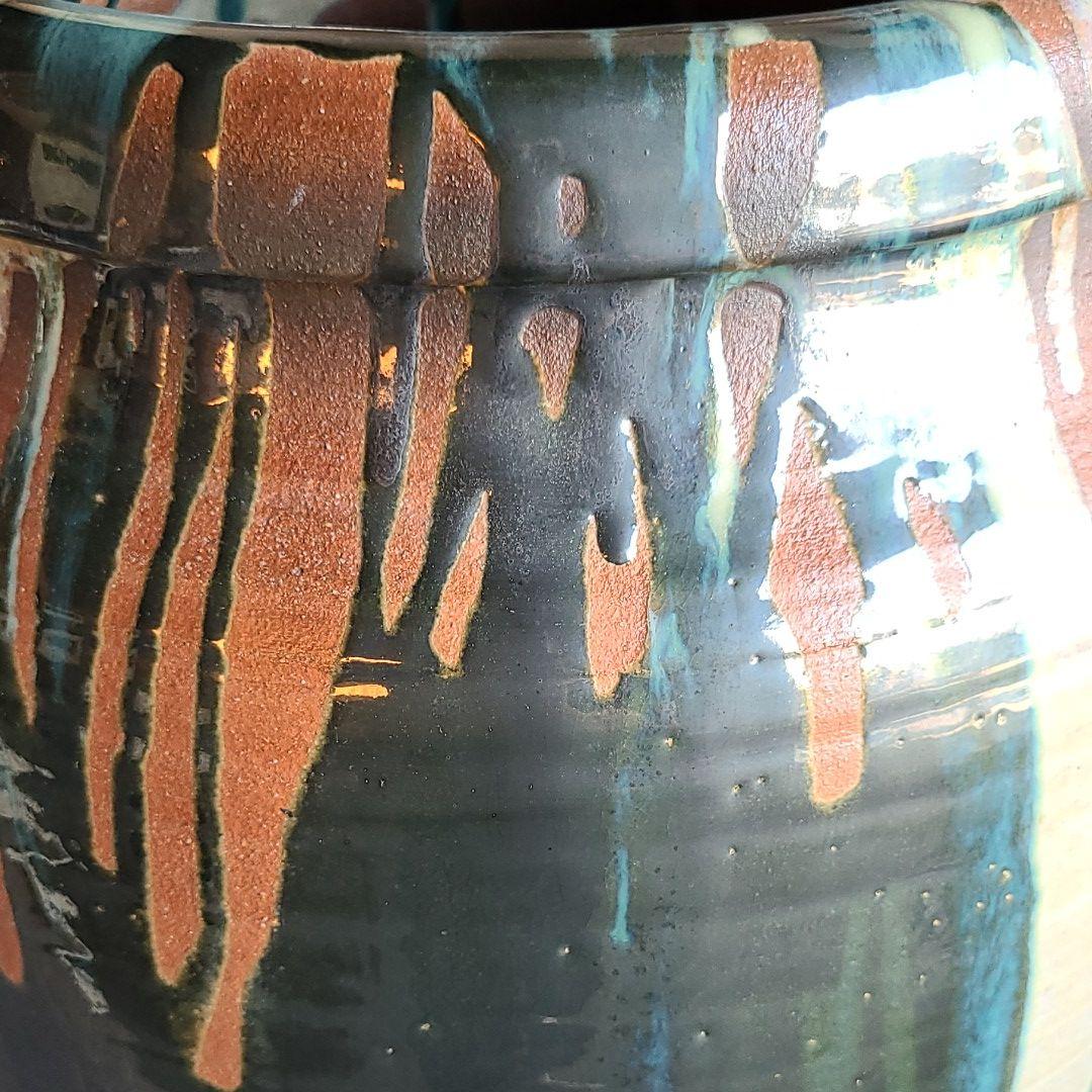信楽焼傘立て  三彩流し 高さ４７cm
