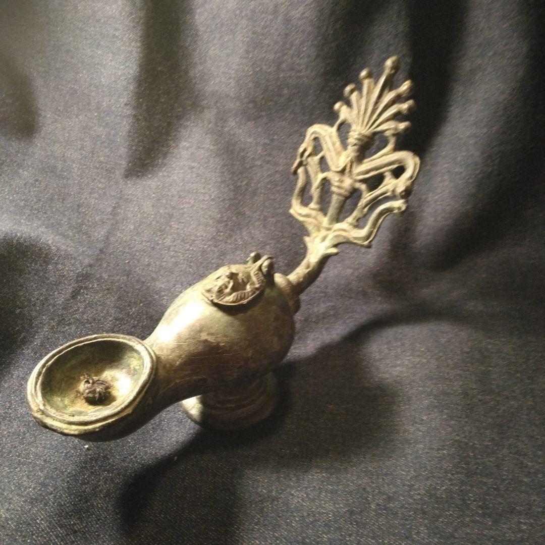 青銅製アンティーク雑貨　外国製灯火器　ランプ