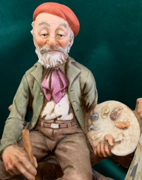 磁器製の老絵描き像 トルソー