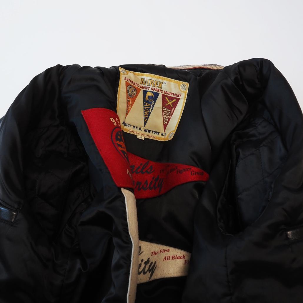 AVIREX 襟付き ショート丈 短丈 オールレザースタジャン 茶芯 本革