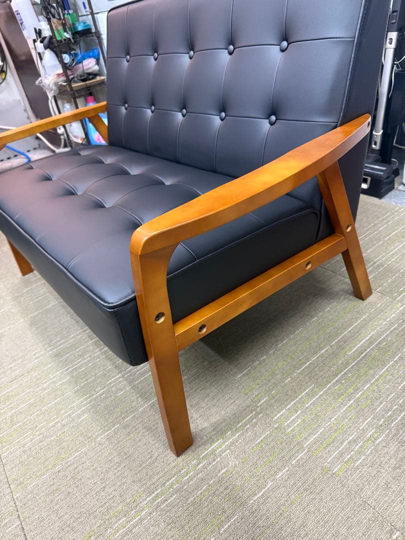 【ほぼ新品】ニトリ　2人掛けソファー（Nシールドルッキ2 BK/MBR）