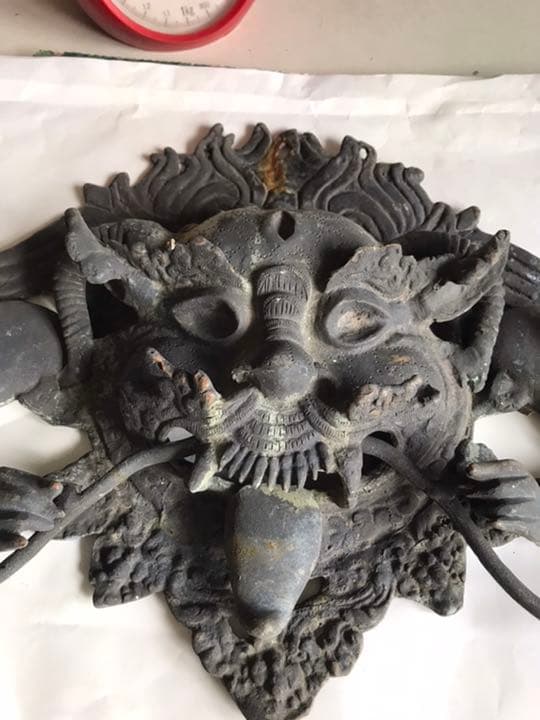 古董，古藝術品，龍頭置物，鎮宅，辟邪，古銅製，重4000克（旧家藏出し）