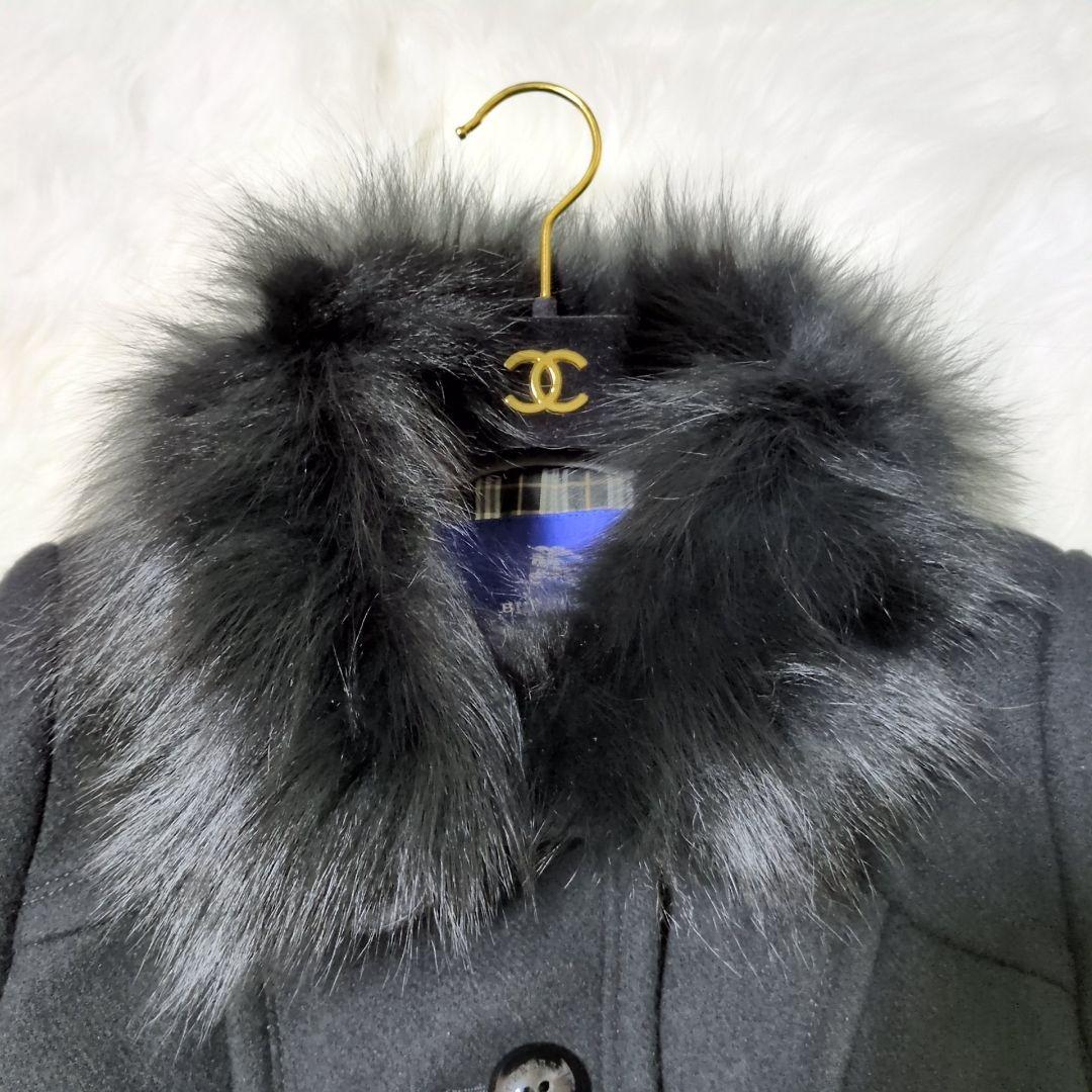 appleバーバリーブルーレーベル フォックスファー ロングコート 38