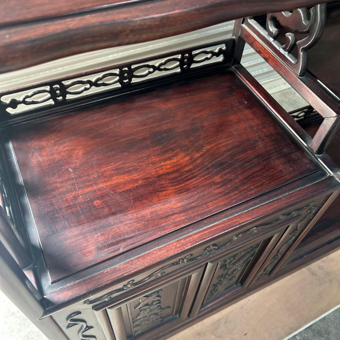 アンティーク　木製彫刻付き　飾り棚