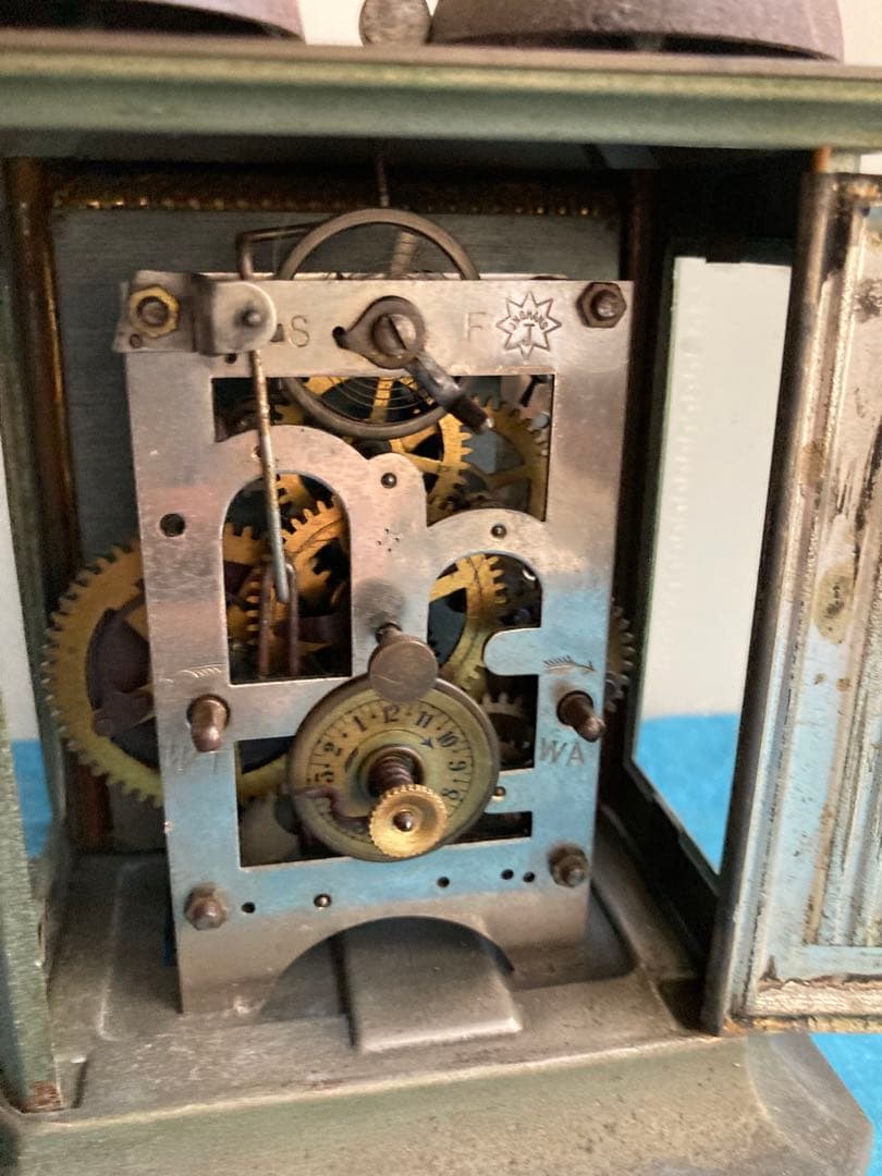 アンティーク ユンハンス /JUNGHANS 枕時計 ゼンマイ時計　双頭鐘