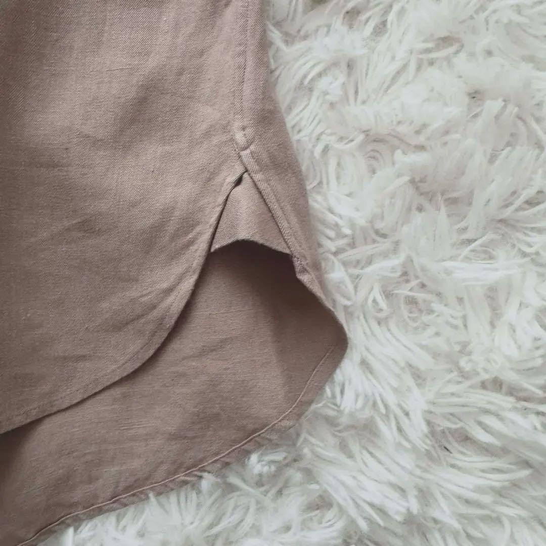 MADISONBLUE サンドベージュ 名品 マダムシャツ リネン100% 刺繍