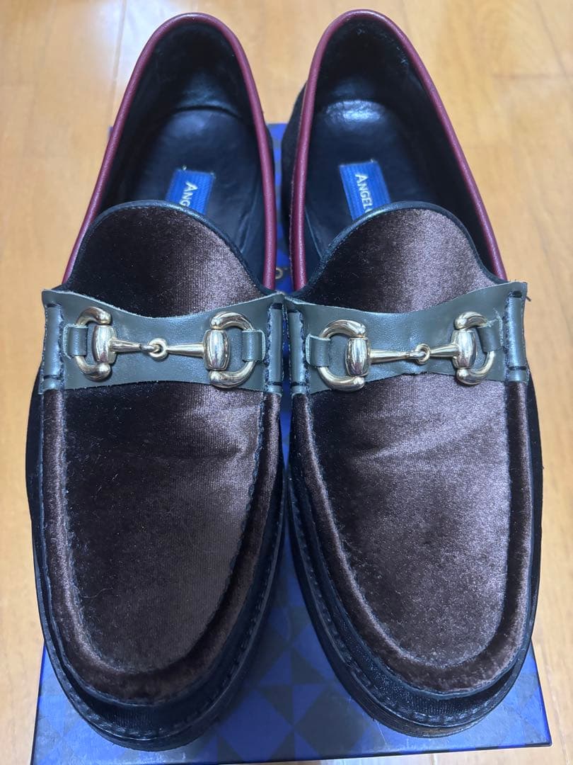 【箱, 袋, タグ付属】ANGELO RUFFO ベルベット ローファー