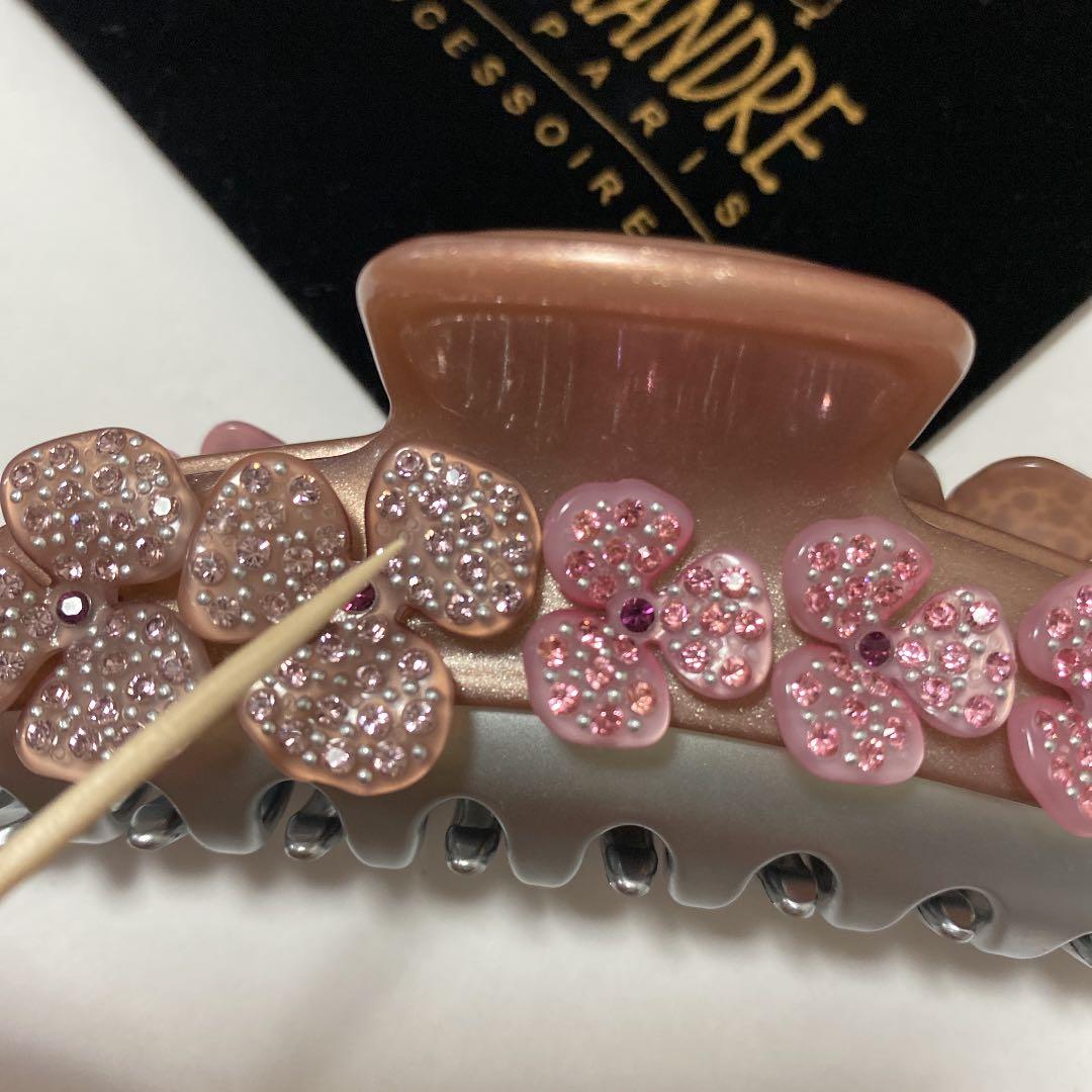 アレクサンドルドゥパリ　クリップＬサイズ　スワロフスキー付きお花クリップ