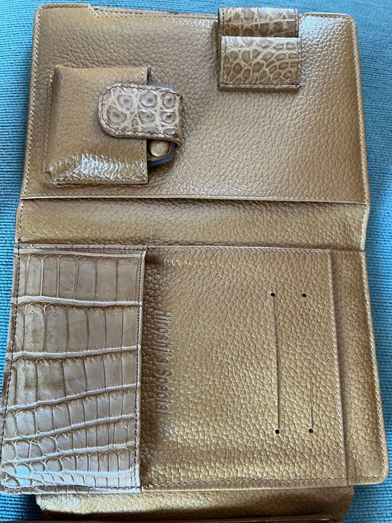 未使用　A6手帳カバー　クロコダイル　ルーペ　メモパッド　象革　キタムラ