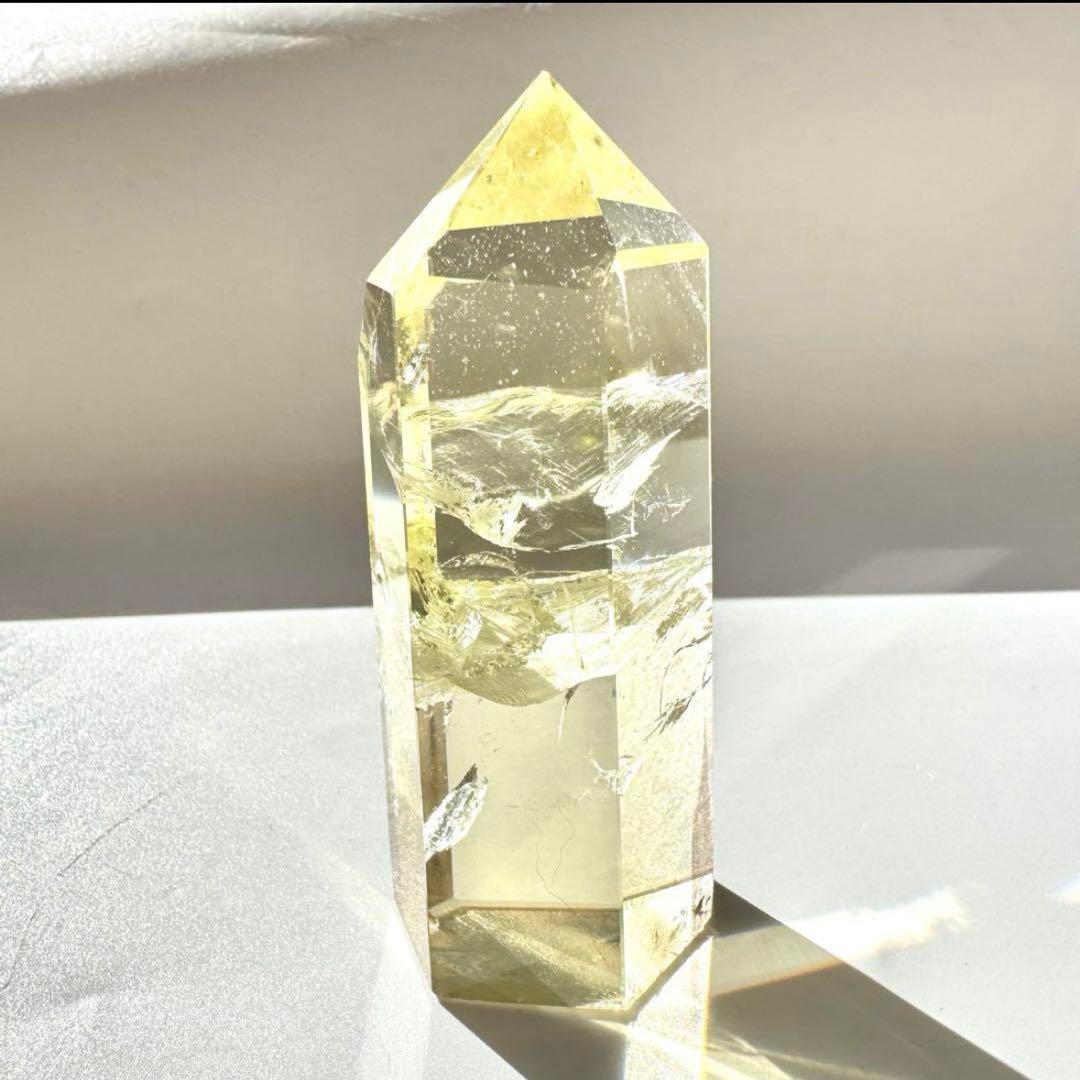 高品質 高透明 シトリン 黄水晶 六角柱
