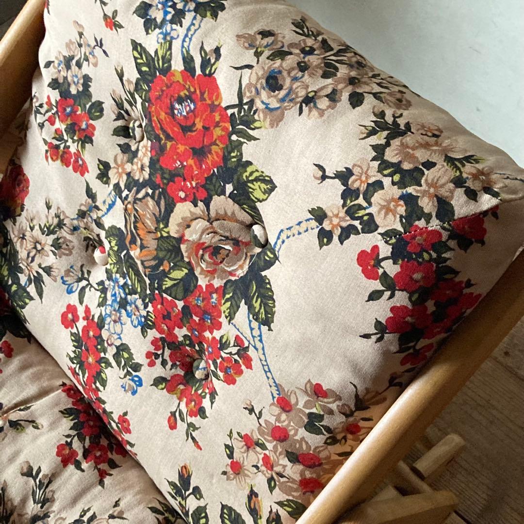 ヴィンテージ レトロ 折り畳みみ イージーチェア ラウンジ 花柄