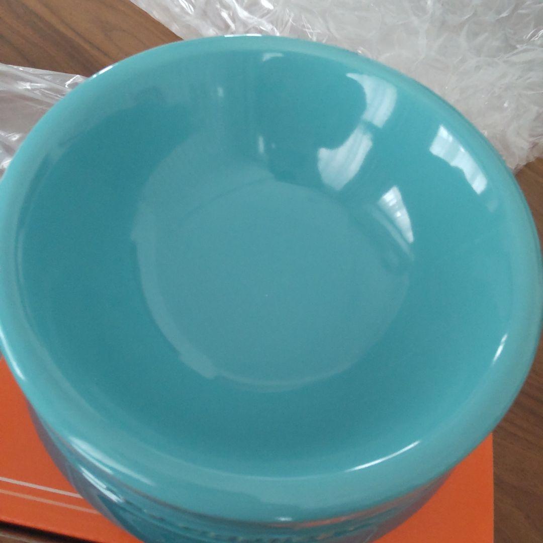 LE CREUSET 青 陶器 ペットボウル　カリビアンブルー　M　限定品　新品
