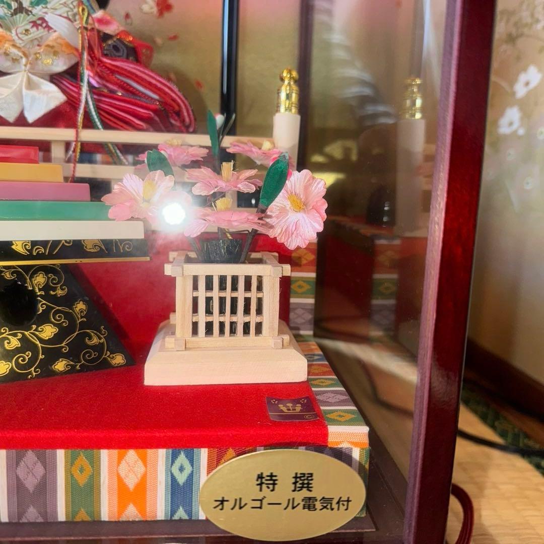 雛人形 ガラスケース入り オルゴール電気付き