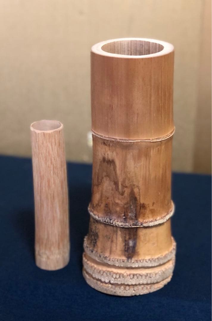 割引‼️《R》茶道具 竹花入 竹器師 西川媒玄作 落とし付 共箱 251022い5