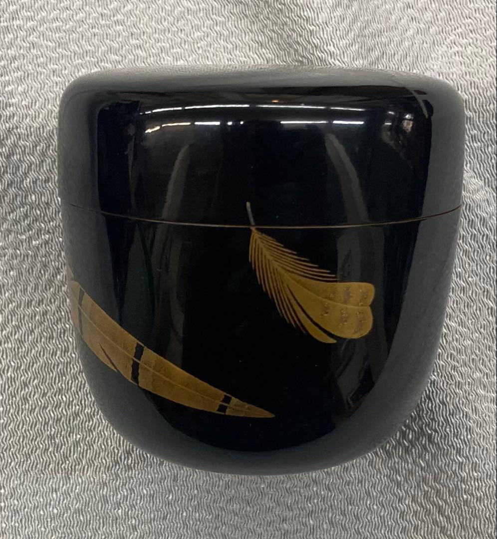 B549b 羽根蒔絵 大棗　作者不詳　研出蒔絵　共箱(作者名書付無し)