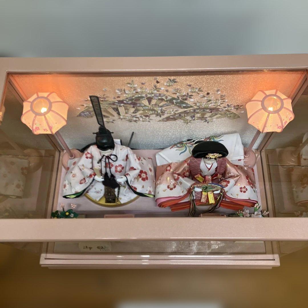 N544【美品】ケース入り雛人形 親王飾り オルゴール・灯り付き 2024年購入