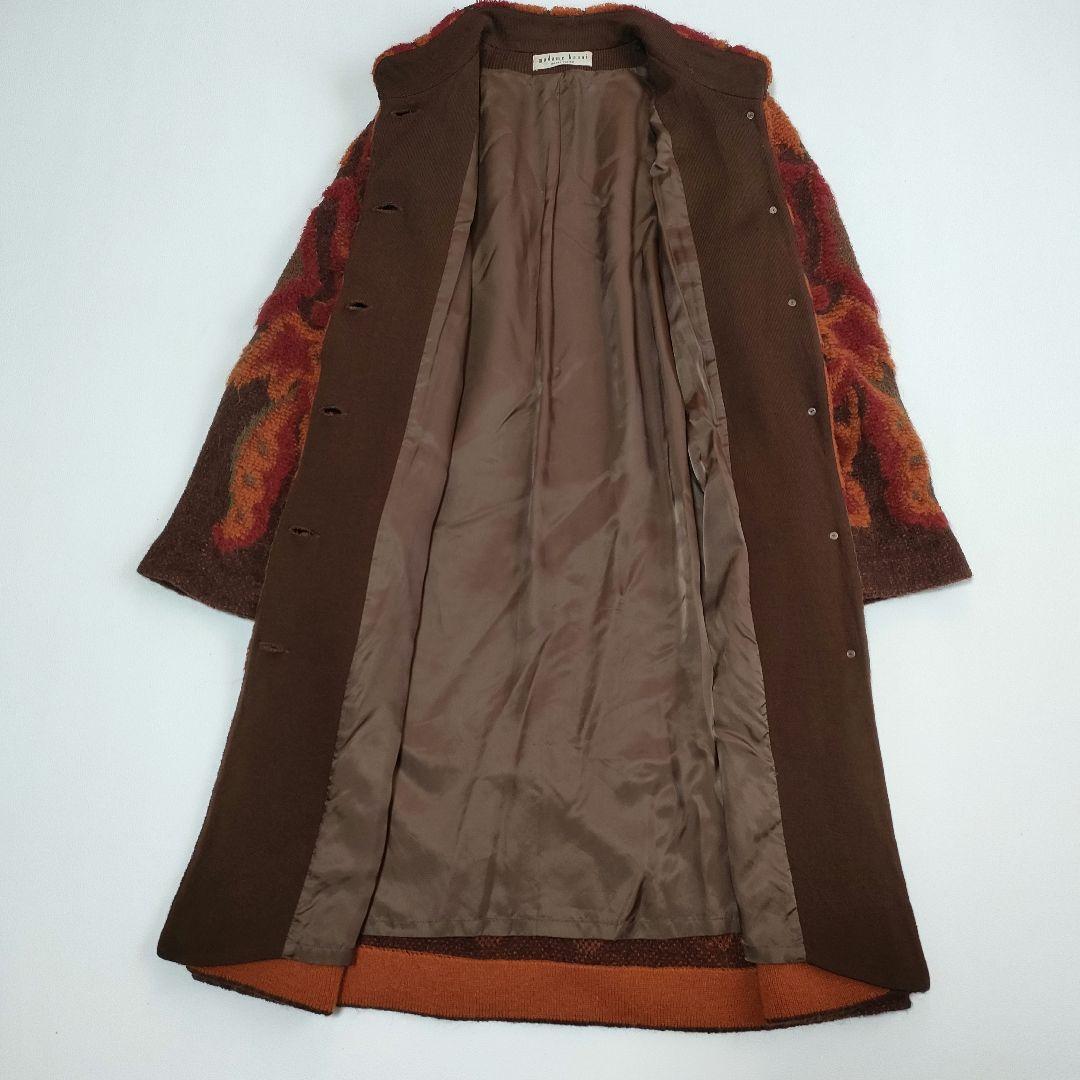 YUKIKO HANAI ウールニットロングコート　ジャガード　フラワー柄