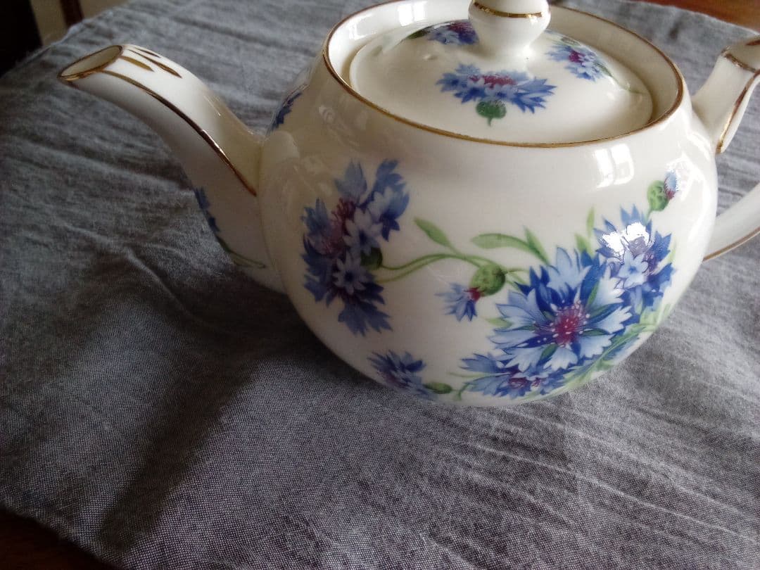 イギリス ハマスレ— ティーポット 矢車菊 ビンテージ