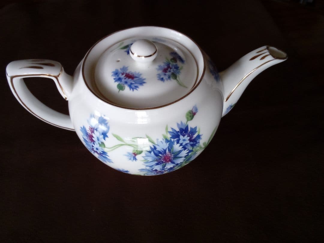 イギリス ハマスレ— ティーポット 矢車菊 ビンテージ