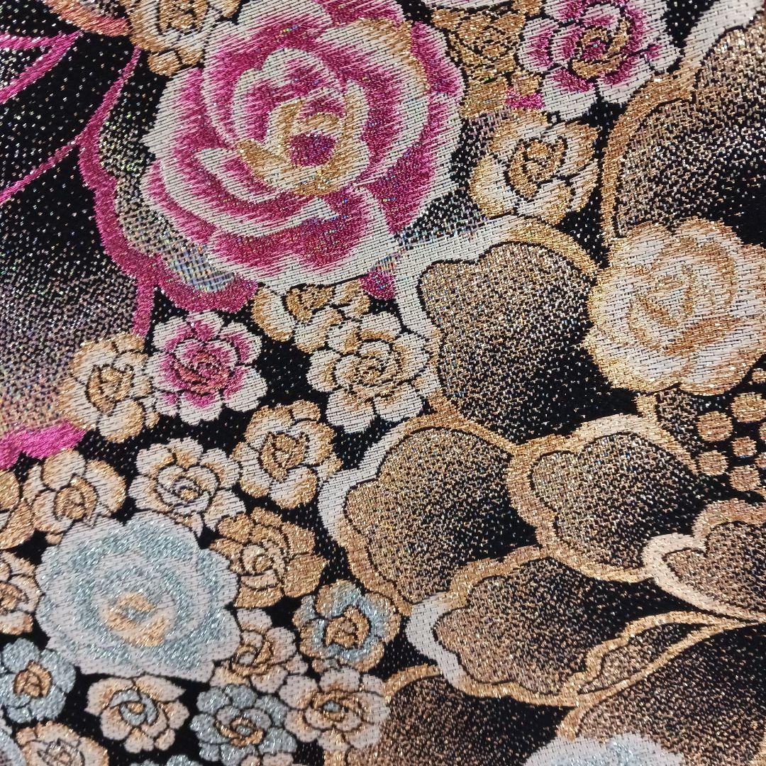 赤黒グラデーション　ラメ振袖フルセット