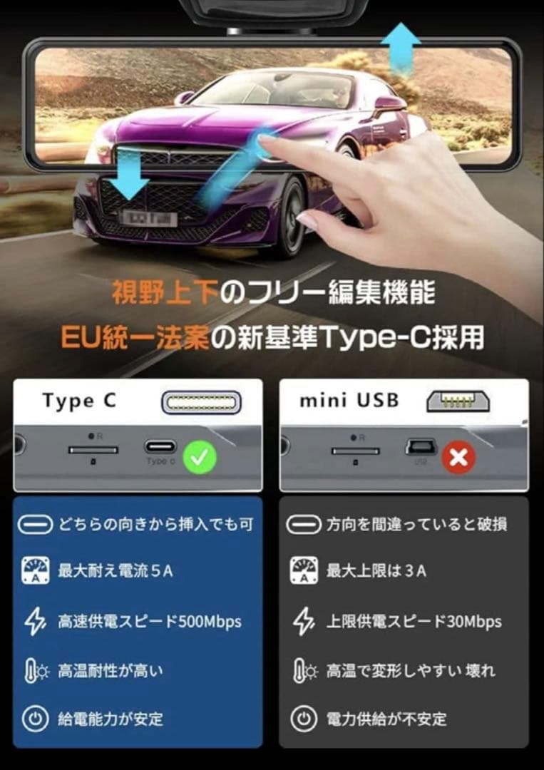 7144【新品同様】JADO SMART ミラー型 ドラレコ G810+4K