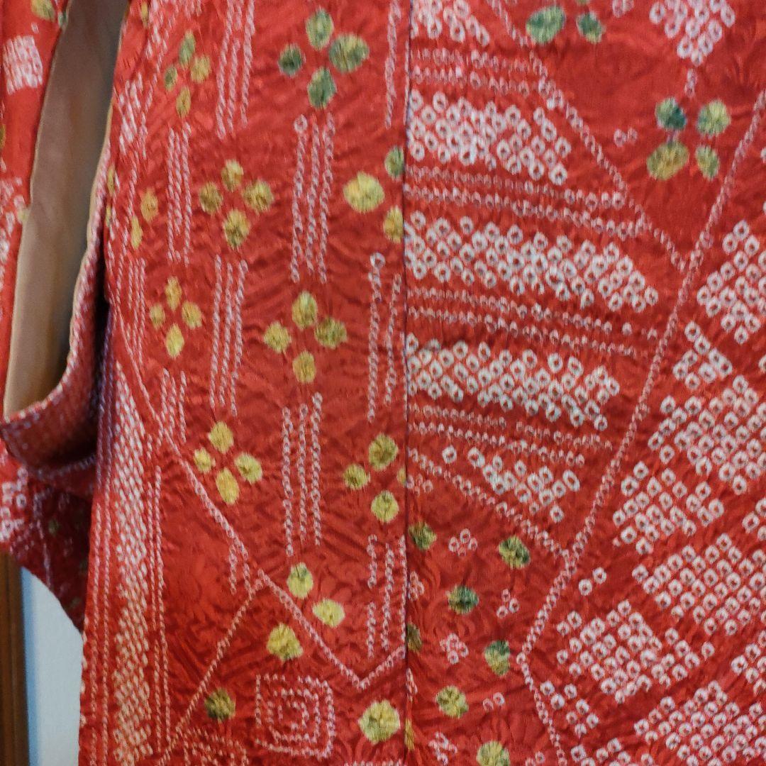 専用です。　正絹　豪華！総絞り　小紋　クリスマスお正月に　赤