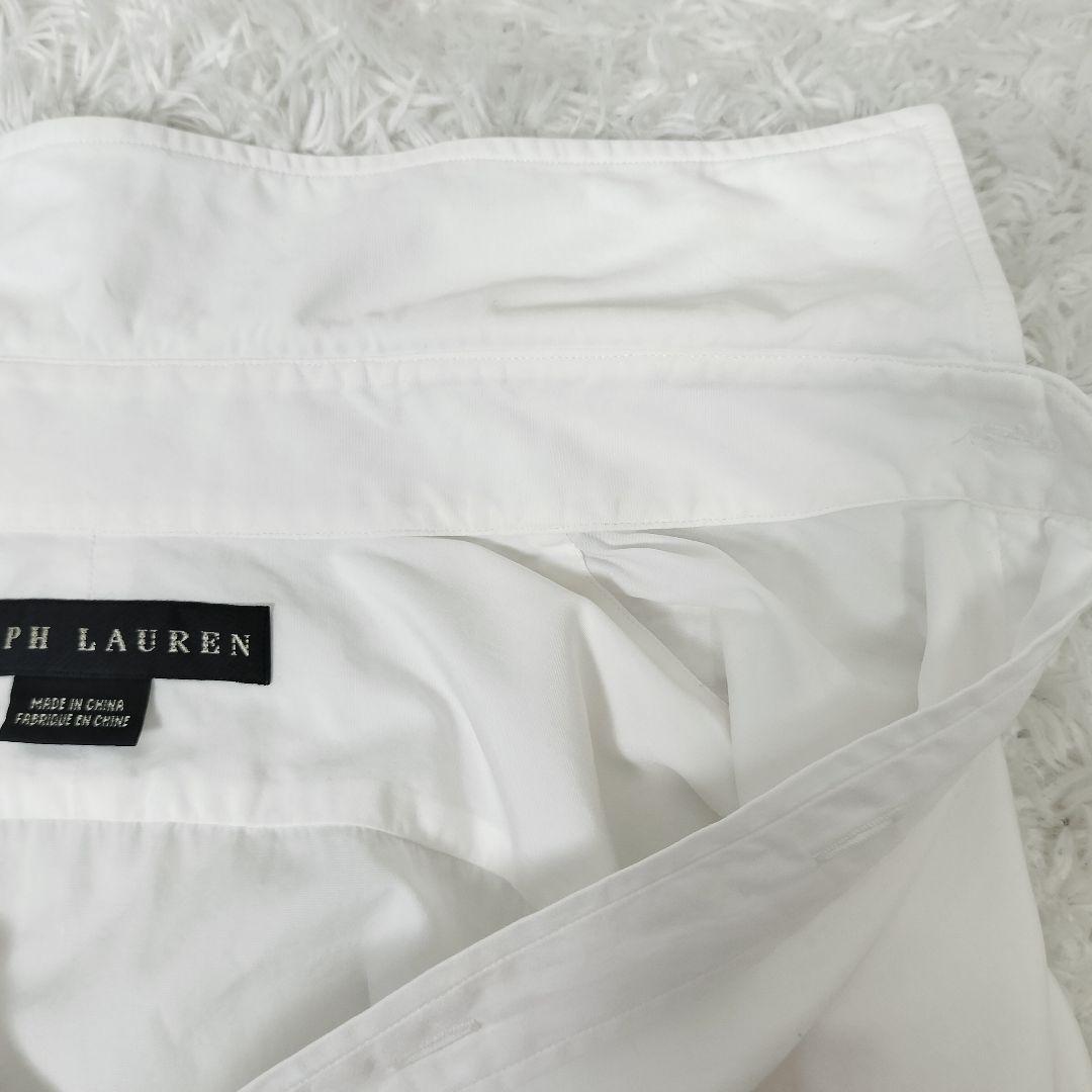 ラルフローレン ビッグポニー コットンシャツ ホワイト 刺繍 カラーキーパー