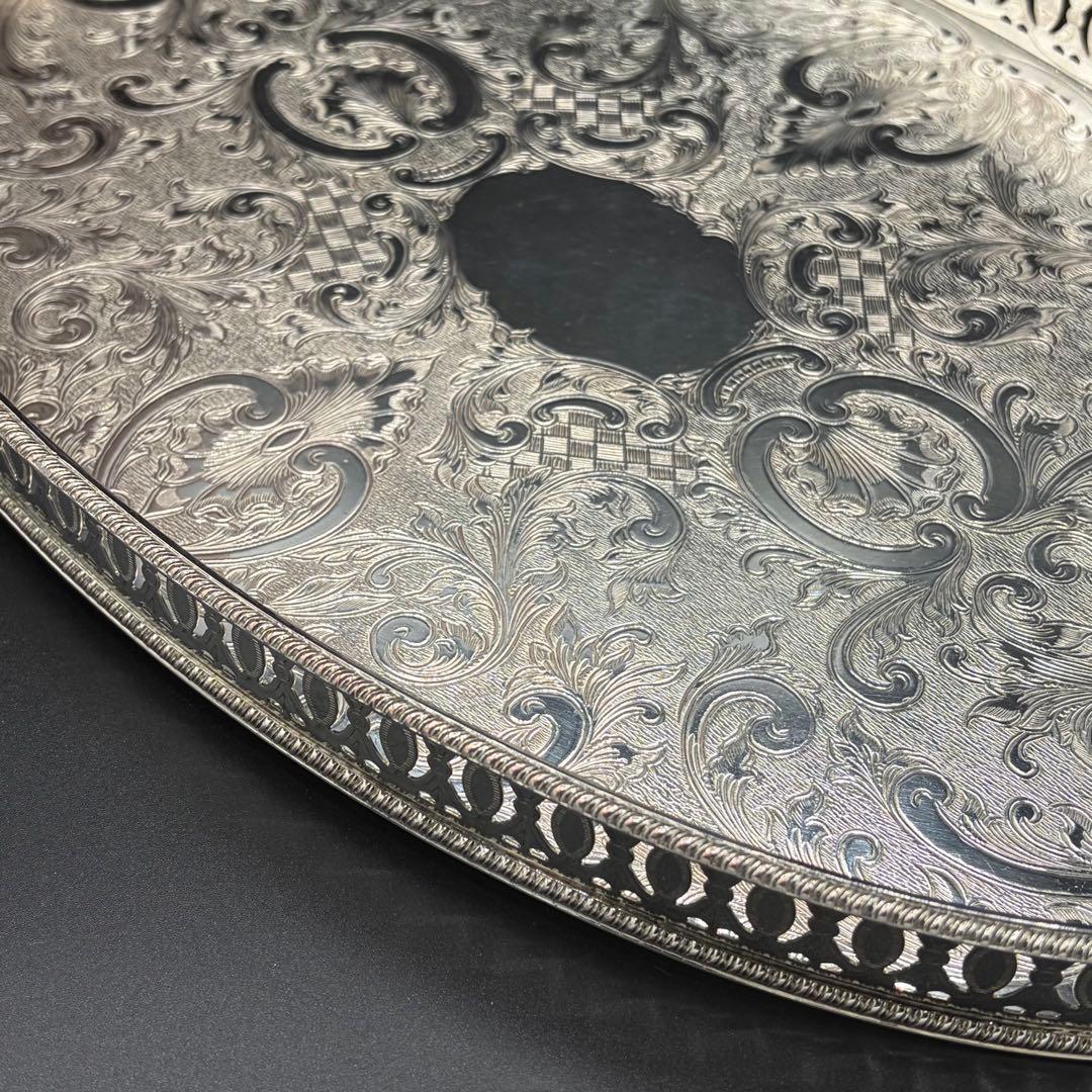 ＜英国ビンテージ＞シェフィールド　シルバートレイ　サルヴァ　銀盆　オーバル　B