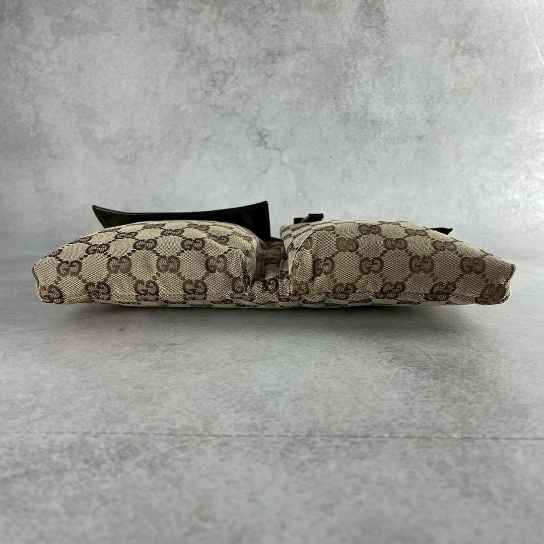 美品 GUCCI ボディバッグ GGキャンバス レザー ブラウン系 レディース