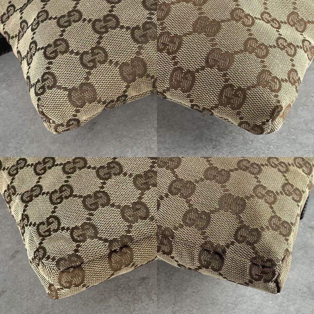 美品 GUCCI ボディバッグ GGキャンバス レザー ブラウン系 レディース
