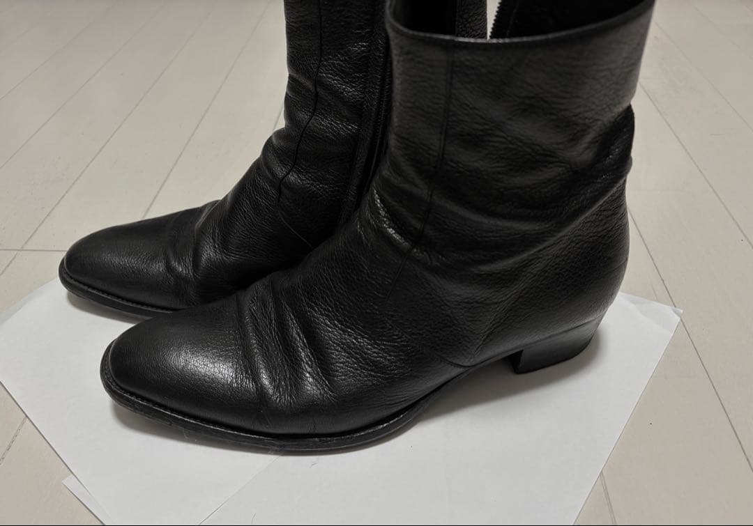 【美品】Saint Lawrent シュリンクレザー サイドジップブーツ
