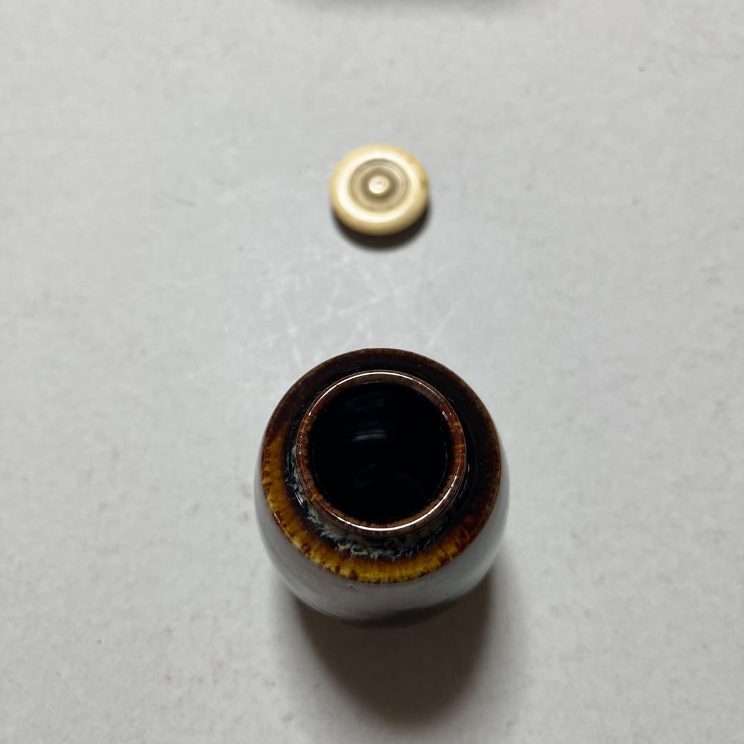 茶入　平安春峰造 共桐箱　共仕覆　茶道具 京焼　茶壺　茶心壷　牙材蓋