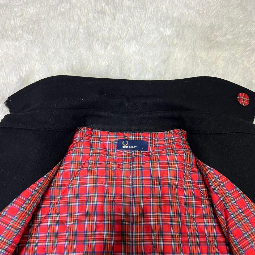 大きめ 美品✨️フレッドペリー Pコート 裏地 総柄 チェック XLダークネイビー