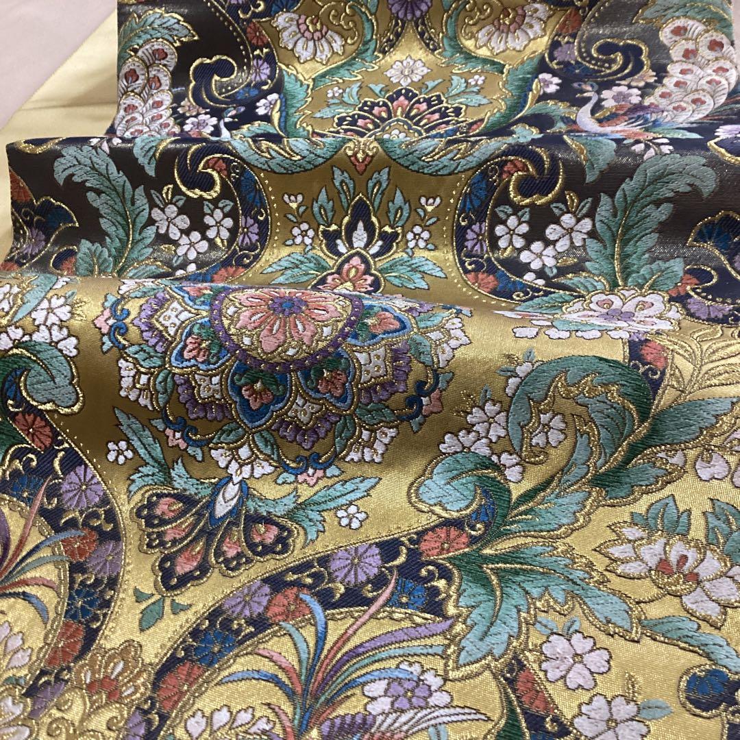 正絹六通袋帯 本漆本金箔　西陣　エキゾチック