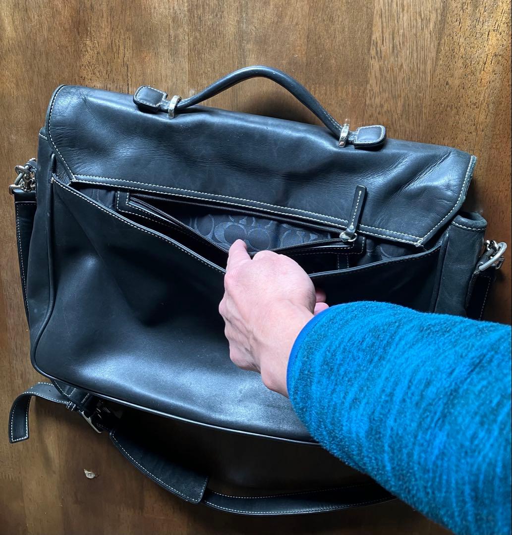 【良品!】OLD コーチ ショルダーバッグ ビジネスバッグ 黒 F06457