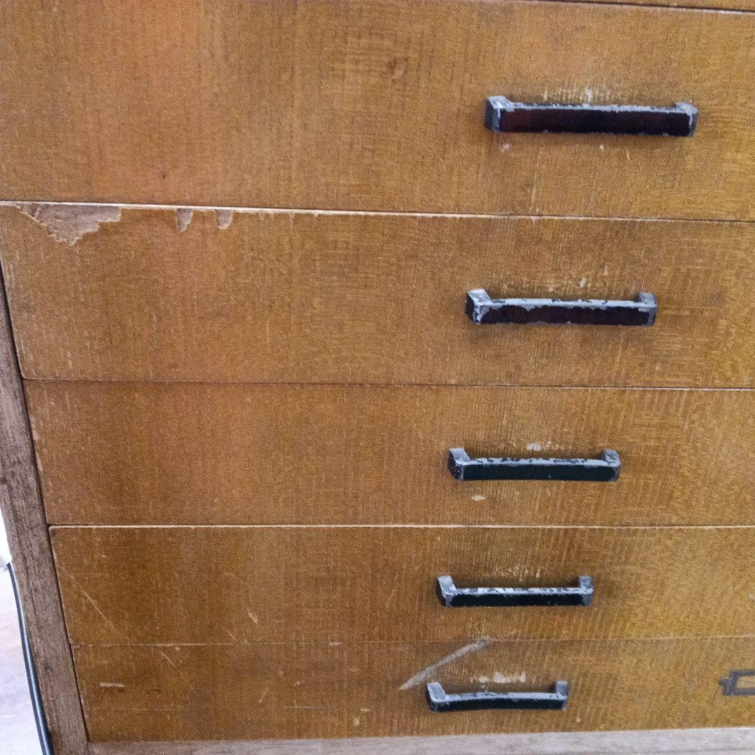 木製キャビネット　昭和レトロ・指物細工・アンティーク・7段