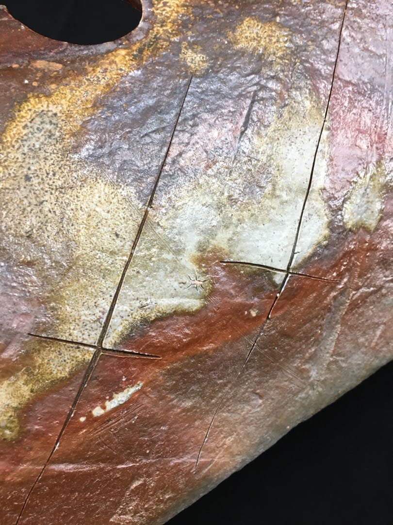 S23岡田輝 備前 叩き花入・共箱・花器