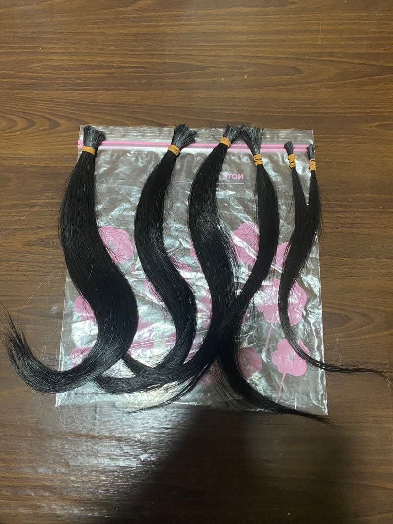 髪の毛 ウィッグ 黒髪 束