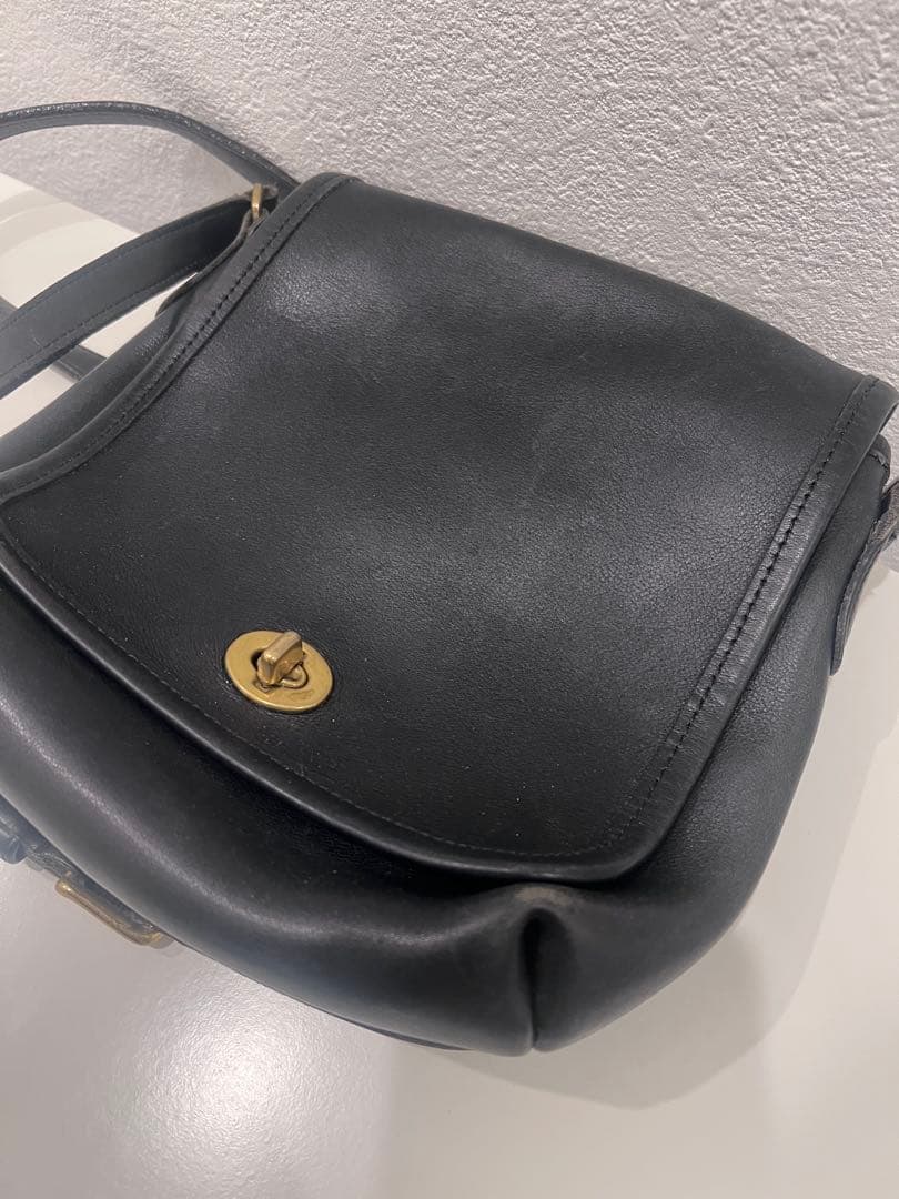 オールドコーチ　レザーショルダーバッグ OLD COACH 黒　ヴィンテージ