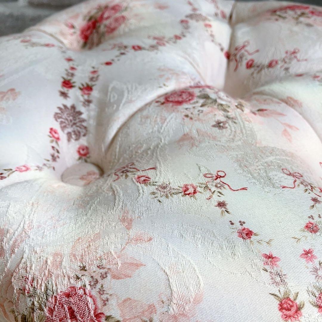 マカロンスツール 丸型 花柄 姫系 オットマン ショップ ピンク