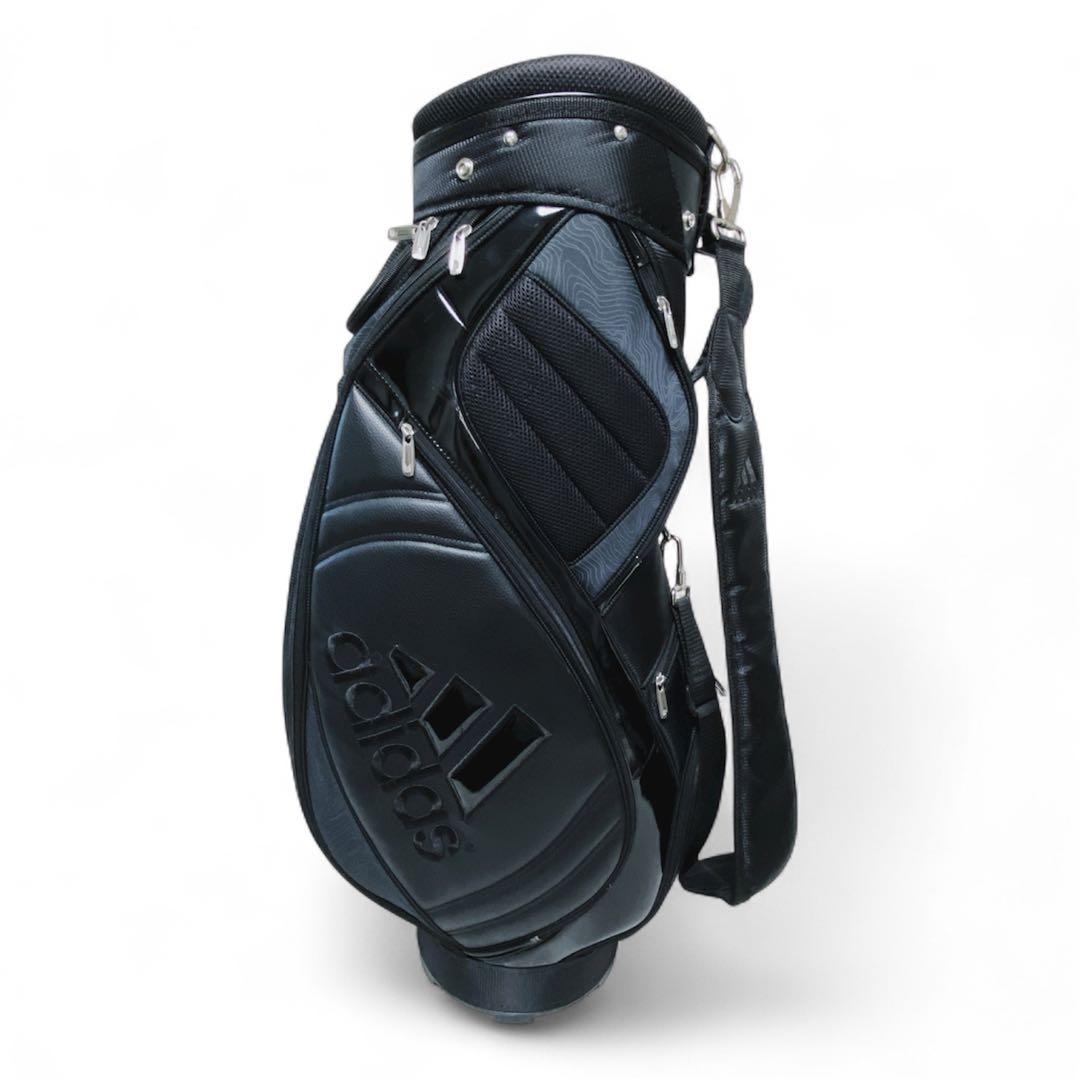 adidas アディダス　キャディバッグ　オールブラック　黒　ロゴ　9型　軽量