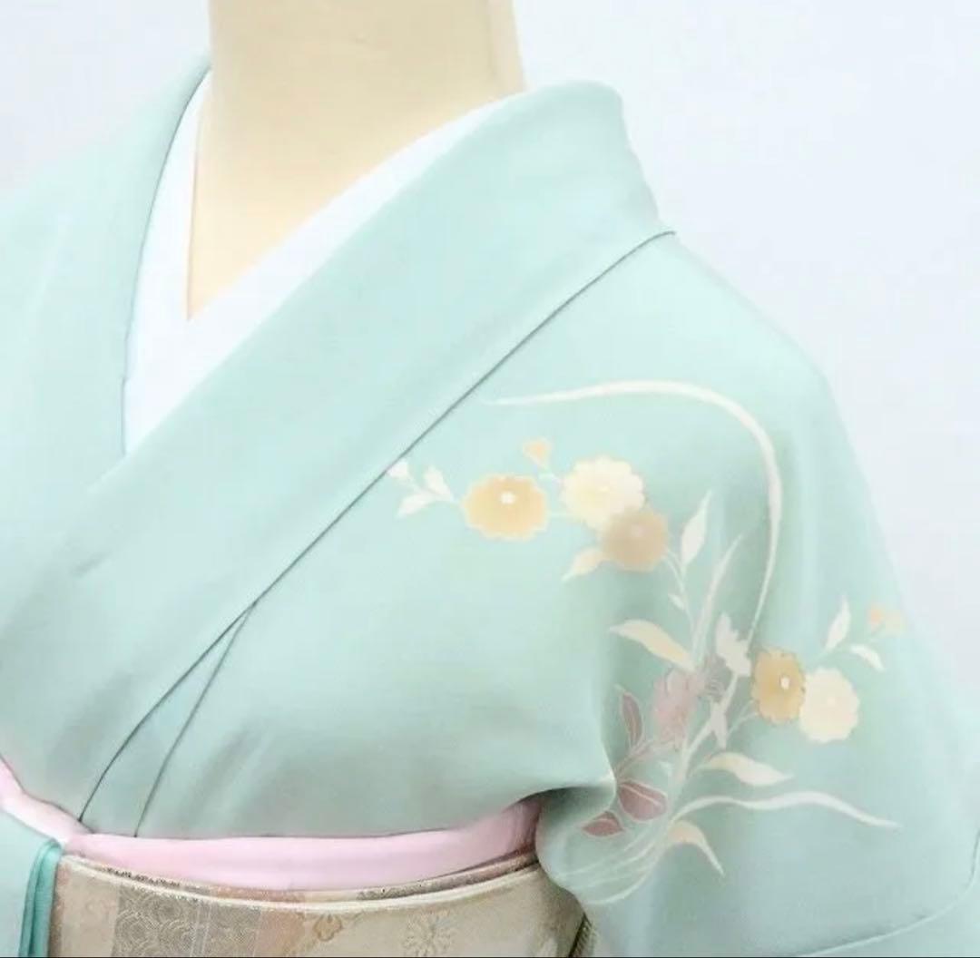 正絹 訪問着 上品 水色　卒園式 入学式 七五三 美品