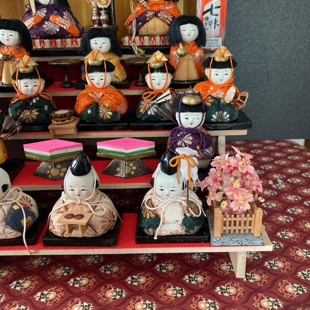 雛人形　ソラ　アンティーク　小さな豆雛木目込み十五人揃え